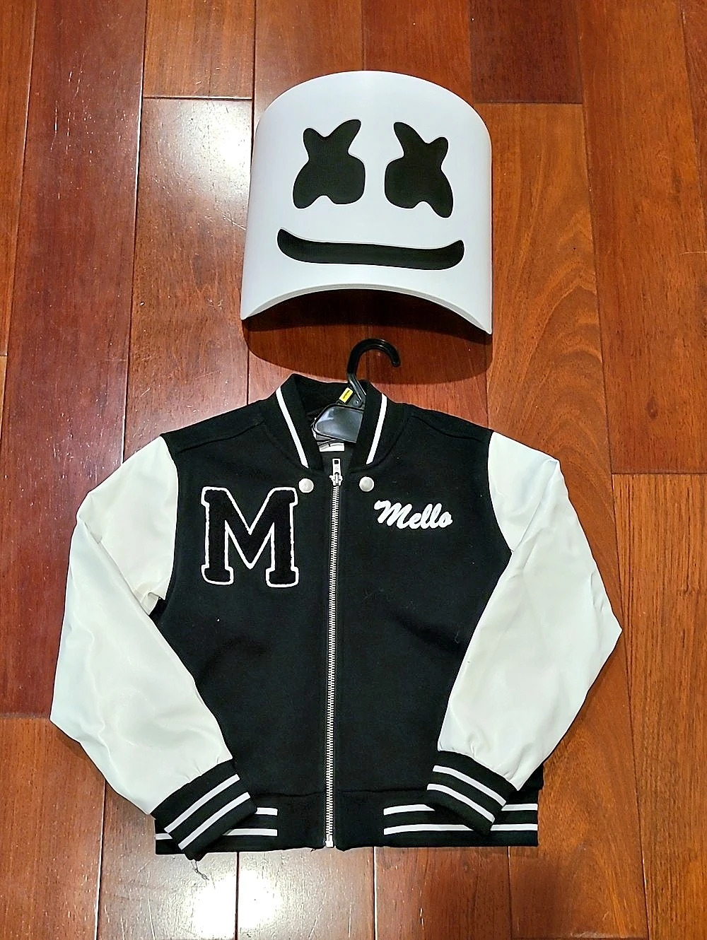 Marshmello Black and White Halloween Costume Varsity Jacket And Mask